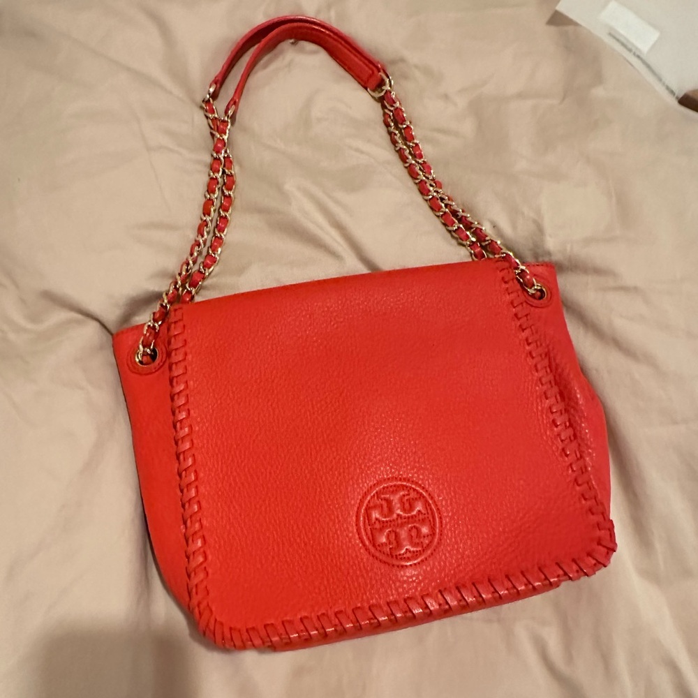 Tory Burch Vibrant Red Leather Shoulder Bag